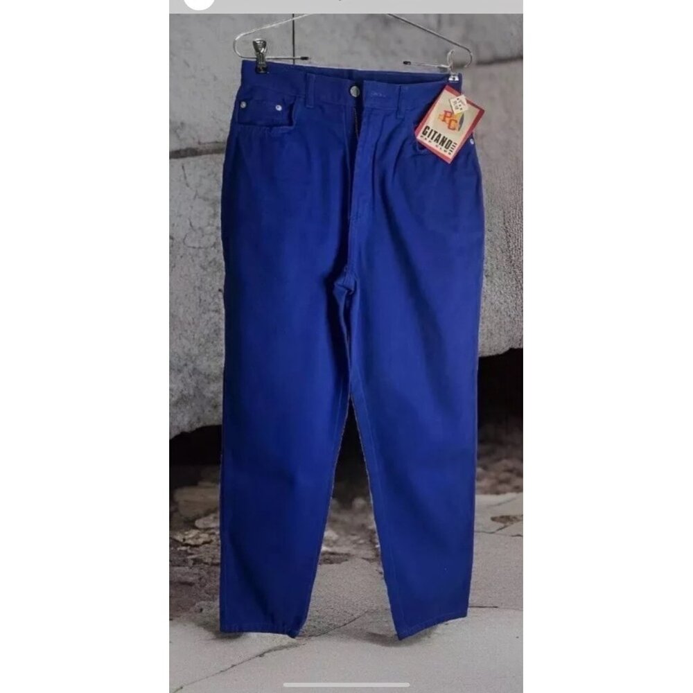 Vtg 90s Gitano High Waisted Mom jeans Royal Blue 100% Cotton Pants Sz 11/12 NWT